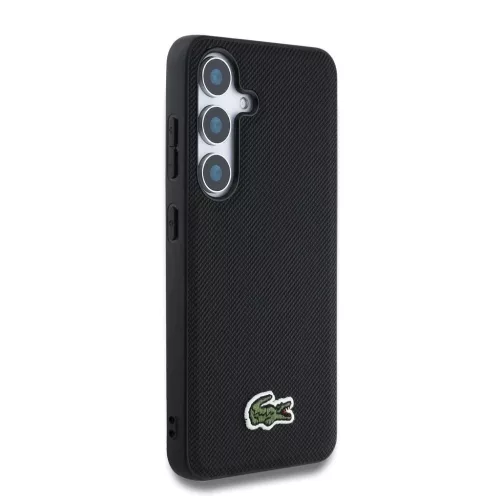Lacoste Iconic Petit Pique Woven Logo MagSafe hátsó tok Samsung Galaxy S25 készülékhez fekete