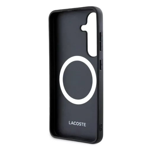 Lacoste Iconic Petit Pique Woven Logo MagSafe hátsó tok Samsung Galaxy S25 készülékhez fekete
