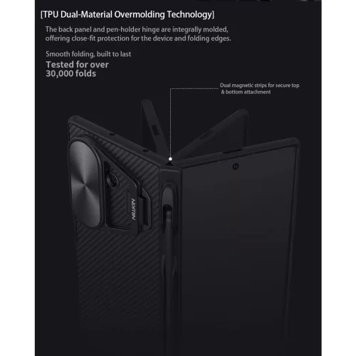 Nillkin CamShield Prop Magnetic Pen Slot hátsó tok Samsung Galaxy Z Fold 7 készülékhez fekete