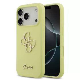   Guess Liquid Silicone 4G Metal Logo tok iPhone 17 Pro készülékhez sárga