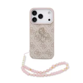   Guess PU 4G Metal Logo Strap tok iPhone 17 Pro készülékhez rózsaszín