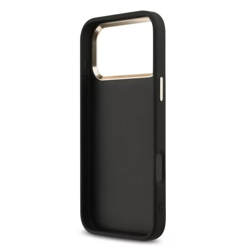 Guess PU Leather 4G Metal Logo Gold Frame MagSafe tok iPhone 17 Pro Max készülékhez fekete