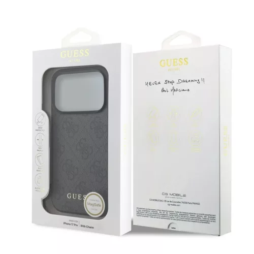 Guess 4G Charm tok iPhone 17 Pro készülékhez Tone on Tone Szürke