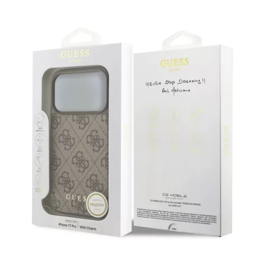 Guess 4G Charm tok iPhone 17 Pro készülékhez Tone on Tone barna