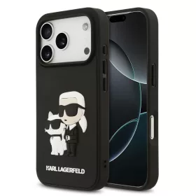   Karl Lagerfeld 3D Rubber Karl and Choupette tok iPhone 17 Pro készülékhez fekete