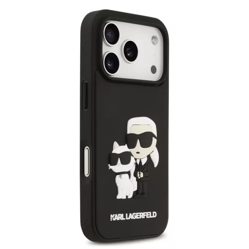 Karl Lagerfeld 3D Rubber Karl and Choupette tok iPhone 17 Pro készülékhez fekete