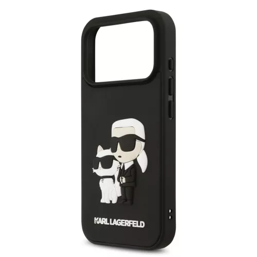 Karl Lagerfeld 3D Rubber Karl and Choupette tok iPhone 17 Pro készülékhez fekete