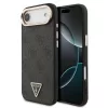 Guess PU Leather 4G Triangle Logo Gold Frame MagSafe tok iPhone 17 Air készülékhez fekete