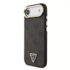 Guess PU Leather 4G Triangle Logo Gold Frame MagSafe tok iPhone 17 Air készülékhez fekete