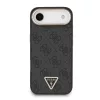 Guess PU Leather 4G Triangle Logo Gold Frame MagSafe tok iPhone 17 Air készülékhez fekete