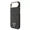 Guess PU Leather 4G Triangle Logo Gold Frame MagSafe tok iPhone 17 Air készülékhez fekete