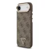 Guess PU Leather 4G Triangle Logo Gold Frame MagSafe tok iPhone 17 Air készülékhez barna