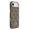 Guess PU Leather 4G Triangle Logo Gold Frame MagSafe tok iPhone 17 Air készülékhez barna