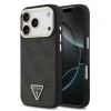 Guess PU Leather 4G Triangle Logo Gold Frame MagSafe tok iPhone 17 Pro készülékhez fekete