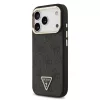 Guess PU Leather 4G Triangle Logo Gold Frame MagSafe tok iPhone 17 Pro készülékhez fekete