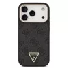 Guess PU Leather 4G Triangle Logo Gold Frame MagSafe tok iPhone 17 Pro készülékhez fekete