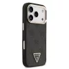 Guess PU Leather 4G Triangle Logo Gold Frame MagSafe tok iPhone 17 Pro készülékhez fekete