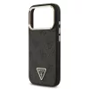 Guess PU Leather 4G Triangle Logo Gold Frame MagSafe tok iPhone 17 Pro készülékhez fekete