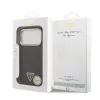 Guess PU Leather 4G Triangle Logo Gold Frame MagSafe tok iPhone 17 Pro készülékhez fekete