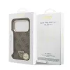 Guess PU Leather 4G Triangle Logo Gold Frame MagSafe tok iPhone 17 Pro készülékhez barna