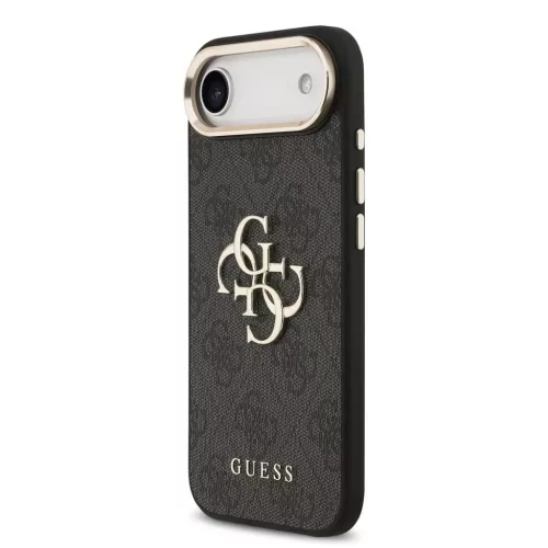Guess PU bőr 4G fém logó arany keret MagSafe tok iPhone 17 Air készülékhez fekete