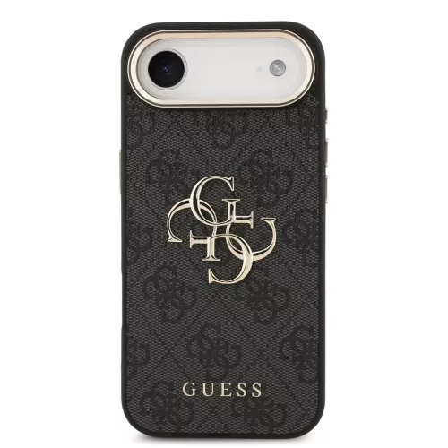Guess PU bőr 4G fém logó arany keret MagSafe tok iPhone 17 Air készülékhez fekete