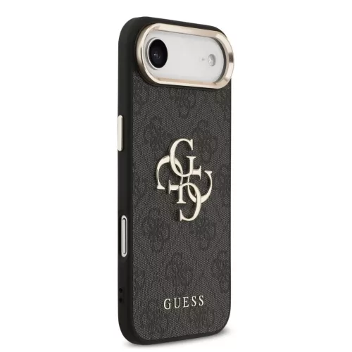 Guess PU bőr 4G fém logó arany keret MagSafe tok iPhone 17 Air készülékhez fekete