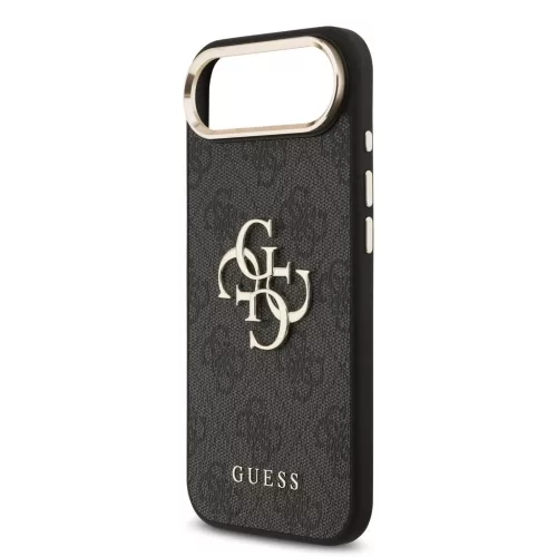 Guess PU bőr 4G fém logó arany keret MagSafe tok iPhone 17 Air készülékhez fekete