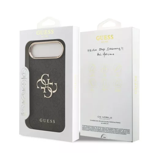 Guess PU bőr 4G fém logó arany keret MagSafe tok iPhone 17 Air készülékhez fekete