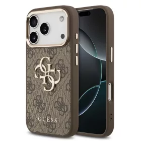   Guess PU Leather 4G Metal Logo Gold Frame MagSafe tok iPhone 17 Pro készülékhez barna