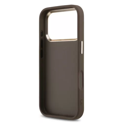 Guess PU Leather 4G Metal Logo Gold Frame MagSafe tok iPhone 17 Pro készülékhez barna