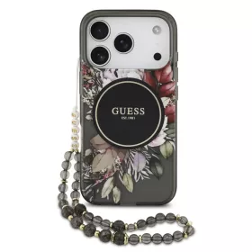   Guess IML Flowers Strap MagSafe tok iPhone 17 Pro készülékhez fekete