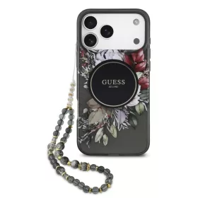   Guess IML Flowers Strap MagSafe tok iPhone 17 Pro Max készülékhez fekete