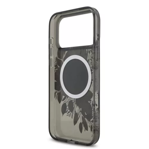 Guess IML Flowers Strap MagSafe tok iPhone 17 Pro Max készülékhez fekete