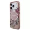 Guess IML Flowers Strap MagSafe tok iPhone 17 Pro készülékhez rózsaszín