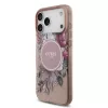 Guess IML Flowers Strap MagSafe tok iPhone 17 Pro Max készülékhez rózsaszín
