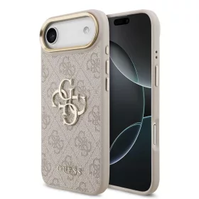   Guess PU bőr 4G Metal Logo Gold Frame MagSafe tok iPhone 17 Air készülékhez rózsaszín
