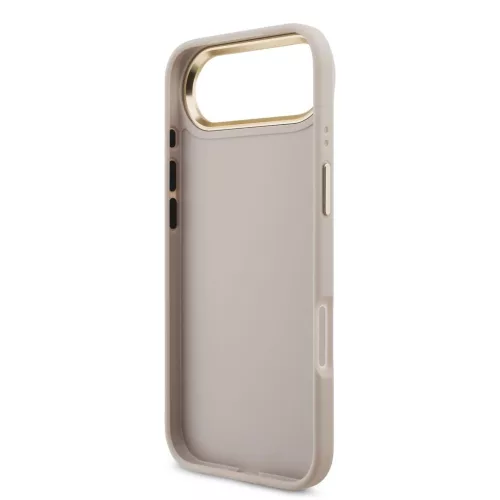Guess PU bőr 4G Metal Logo Gold Frame MagSafe tok iPhone 17 Air készülékhez rózsaszín