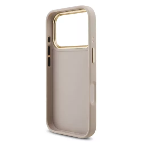 Guess PU bőr 4G Metal Logo Gold Frame MagSafe tok iPhone 17 Pro készülékhez rózsaszín