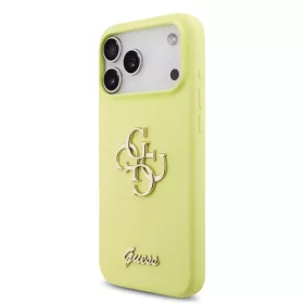   Guess Liquid Silicone 4G Metal Logo tok iPhone 17 Pro Max készülékhez sárga