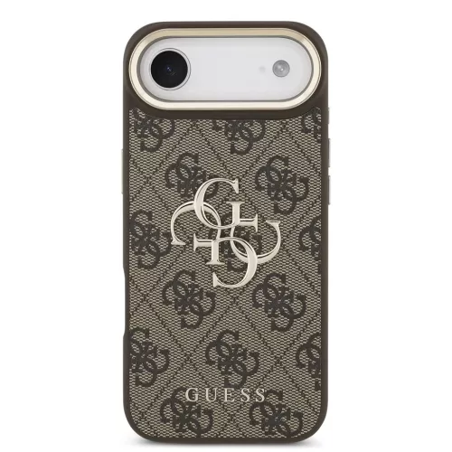 Guess PU Leather 4G Metal Logo Gold Frame MagSafe tok iPhone 17 Air készülékhez barna