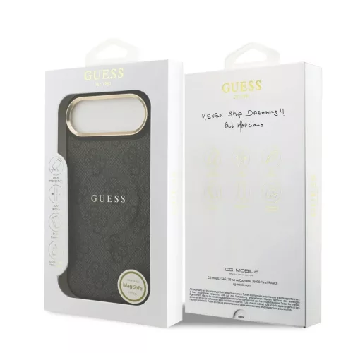 Guess PU Leather 4G Gold Frame MagSafe tok iPhone 17 Air készülékhez fekete