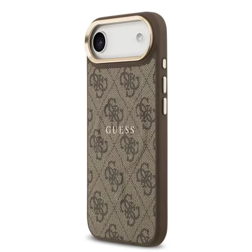 Guess PU bőr 4G Gold Frame MagSafe tok iPhone 17 Air készülékhez barna
