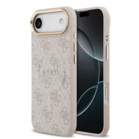   Guess PU bőr 4G Gold Frame MagSafe tok iPhone 17 Air készülékhez rózsaszín