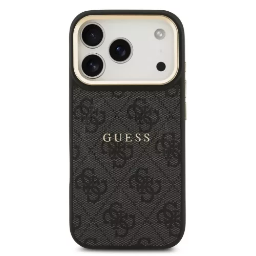 Guess PU Leather 4G Gold Frame MagSafe tok iPhone 17 Pro készülékhez fekete