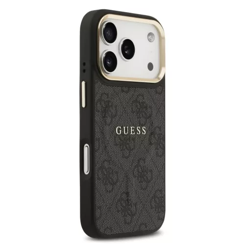 Guess PU Leather 4G Gold Frame MagSafe tok iPhone 17 Pro készülékhez fekete