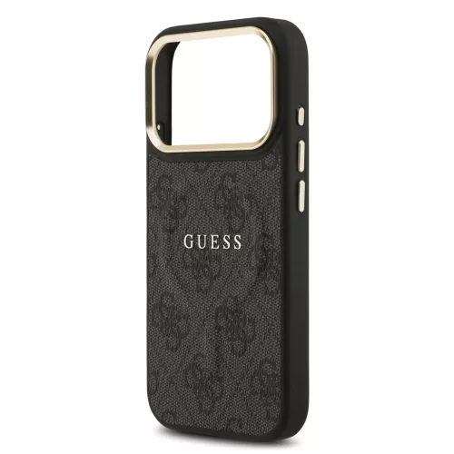 Guess PU Leather 4G Gold Frame MagSafe tok iPhone 17 Pro készülékhez fekete