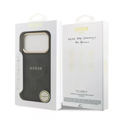 Guess PU Leather 4G Gold Frame MagSafe tok iPhone 17 Pro készülékhez fekete