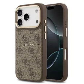   Guess PU Leather 4G Gold Frame MagSafe tok iPhone 17 Pro készülékhez barna