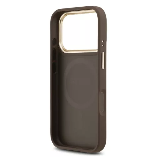 Guess PU Leather 4G Gold Frame MagSafe tok iPhone 17 Pro készülékhez barna